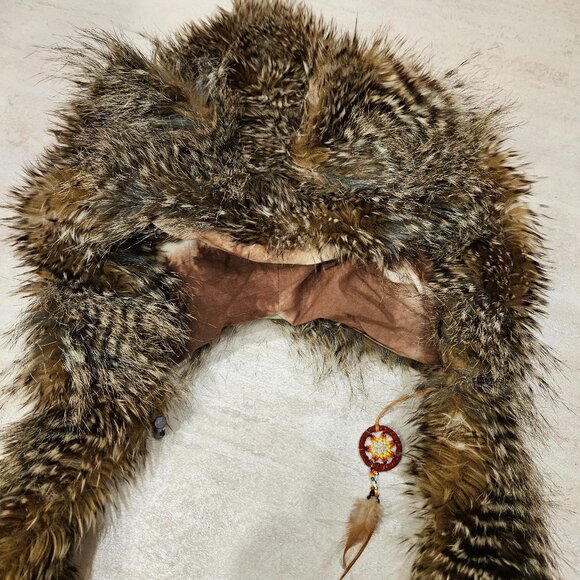 Bolli Imports Spirit Hood, Brown Beige Faux Fur - Picture 1 of 5